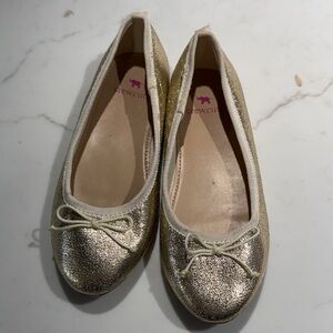 Crewcuts Shimmering Gold Flats with Bow
